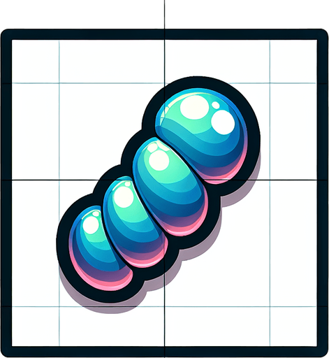 Rounded edges and gradient that seamlessly connects to other body parts (like a caterpillar or tube) single bubble.
Single Game Texture.  In-Game asset.  2d.  Blank background.  High contrast.  No shadows