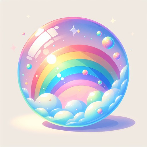 Большой прозрачный радужный пузырь. пастельные цвета
Single Game Texture.  In-Game asset.  2d.  Blank background.  High contrast.  No shadows