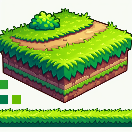 Side view of a Sidescroll Horizontal Grassy Ground path.
Single Game Texture. In-Game asset. 2d. Blank background. High contrast. No shadows. Cartoon style