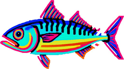 A mackerel. 80s arcade machine graphics. 
Swimming Side profile.
In-Game asset.  2d.  High contrast.  No shadows