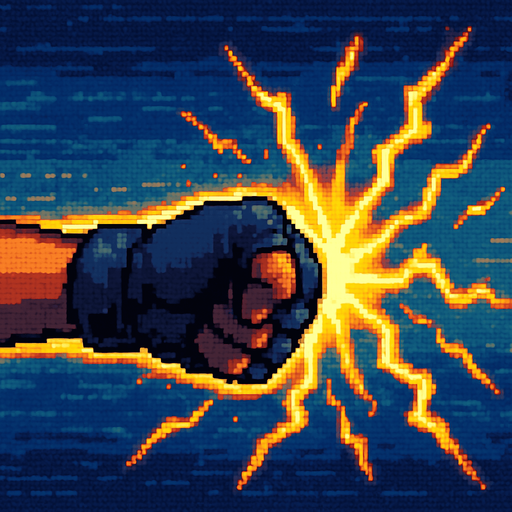 Ataque de Mão fechada com luva preta Soco elétrico. Inspirado em jogos GBA