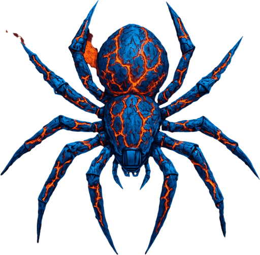 crazy blue lava spider spaceship top view.