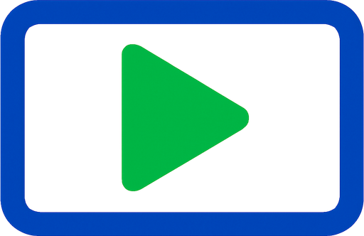 Symbol for an play button wide screen.
In-Game asset.  2d.  High contrast.  No shadows