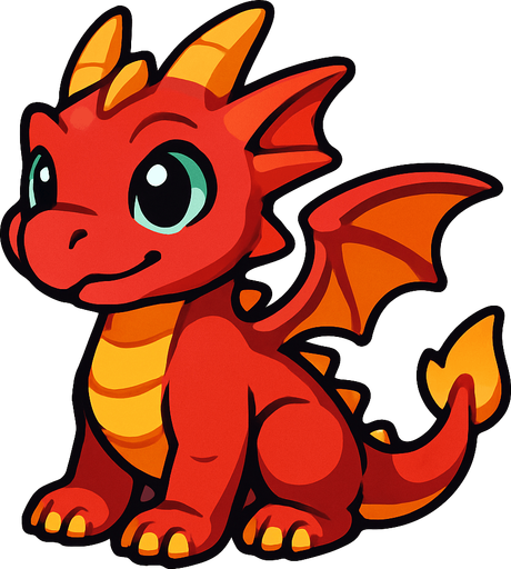 Chiot dragon (animal).
In-Game asset.  2d.  High contrast.  No shadows