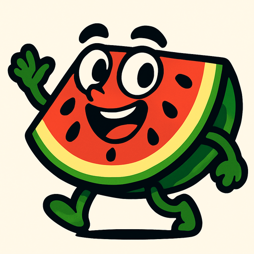 melon animado.
In-Game asset.  2d.  High contrast.  No shadows