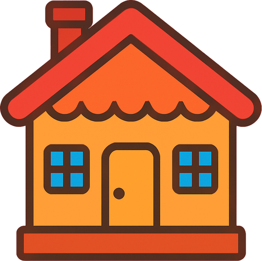 a single simple kawaii house without outlines and no face, for a non-distracting game background.
In-Game asset.  2d.  High contrast.  No shadows