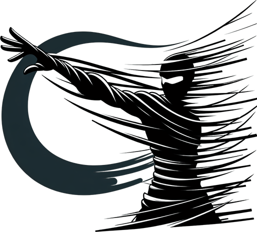 Create a series of curved, tapered lines that originate from the ninja's body and extend outward in the direction of movement. The lines should vary in length and thickness, with a sense of energy and dynamism..
Single Game Texture. In-Game asset. 2d. Blank background. High contrast. No shadows.