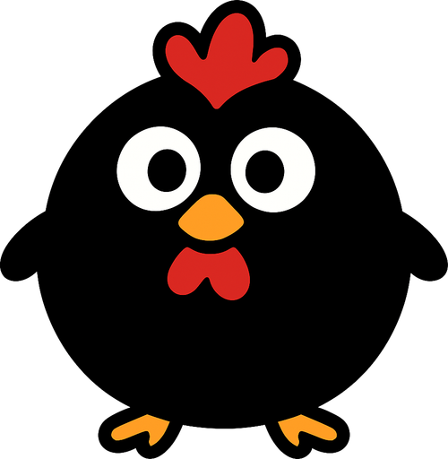 ball chicken and black.
In-Game asset.  2d.  High contrast.  No shadows