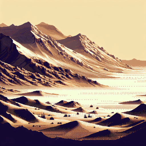 Pixelated desert floor without objects.
Single Game Texture.  In-Game asset.  2d.  Blank background.  High contrast.  No shadows