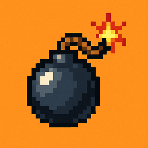 pixelart bomb.
In-Game asset.  2d.  High contrast.  No shadows