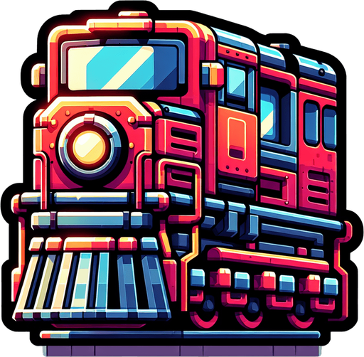 Colorful Train  engine looking  straight with no background ..
Single Game Texture. In-Game asset. 2d. Blank background. High contrast. No shadows.
