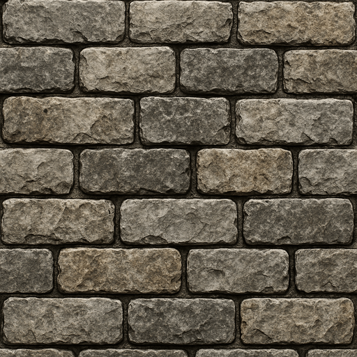 realistic stone brick wall.
In-Game asset.  2d.  High contrast.  No shadows