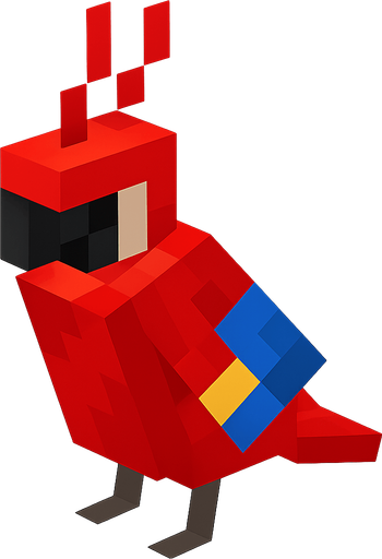minecraft papağan. No background. Transparent background. Blank background. No shadows. 2d. In-Game asset. flat