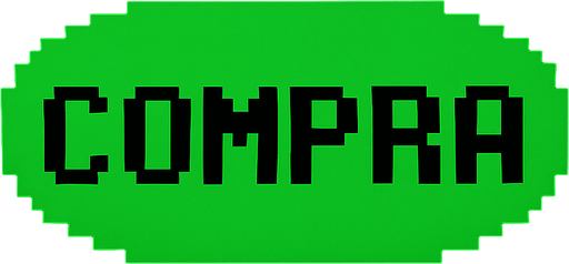 Boton verde ovalado qué dice "compra" estilo 2d pixel 1989.
In-Game asset.  2d.  High contrast.  No shadows