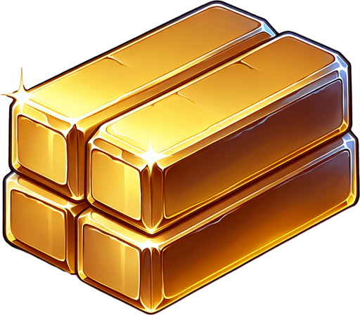 a shiny gold brick..
Single Game Texture. In-Game asset. 2d. Blank background. High contrast. No shadows.