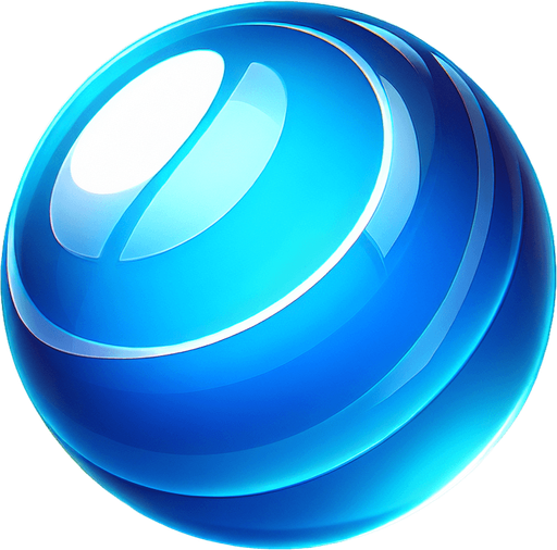 Generate a high-quality icon asset of the specific **blue candy** shown in the provided Candy Crush screenshot.

*   **Shape:** A smooth, **round, slightly flattened sphere or thick disc** shape with perfectly curved edges. It should look plump and solid.
*   **Color:** A bright, **vibrant, medium blue**. Clear and saturated, avoiding overly dark (navy) or light (sky blue) tones.
*   **Surface & Finish:** **Highly glossy** and reflective, like polished hard candy or a glass marble. The surface should look perfectly smooth.
*   **Lighting & Highlights:** Features a **prominent, distinct, curved white specular highlight** positioned near the **top-left edge**, following the candy's spherical contour. Additional subtle, broader highlights should be visible across the top surface, giving it dimension. Clear shading should be present on the bottom and right sides to emphasize its **3D, spherical volume**.
*   **Style:** Clean, **stylized 3D render**, matching the cheerful, polished, and sli.
Single Game Texture.  In-Game asset.  2d.  Blank background.  High contrast.  No shadows