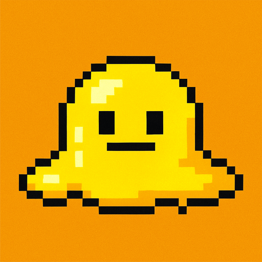 Slime amarillo, pixelart.
In-Game asset.  2d.  High contrast.  No shadows
