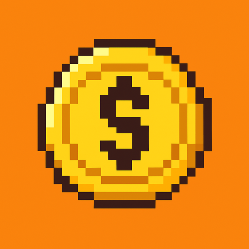 Gold money 2d pixelart.
In-Game asset.  2d.  High contrast.  No shadows