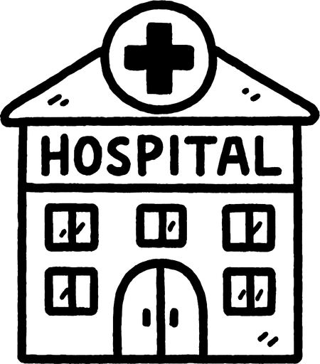 hospital but doodle style.
In-Game asset.  2d.  High contrast.  No shadows