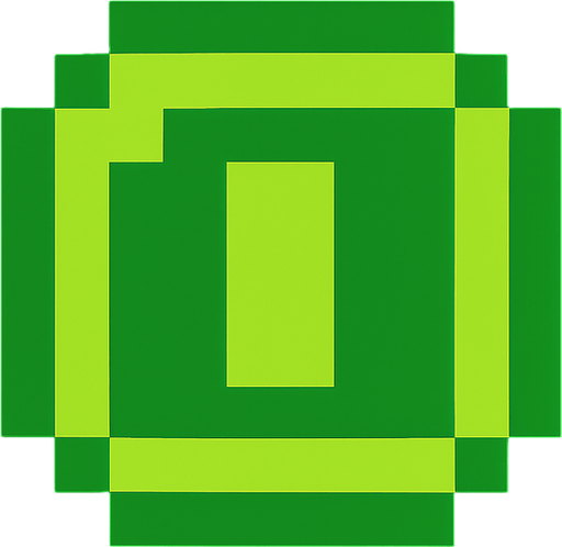 3x3 pixel green coin.
In-Game asset.  2d.  High contrast.  No shadows. retro arcade. Pixel art