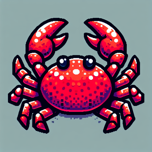 15 bit image red crab.
Single Game Texture.  In-Game asset.  2d.  Blank background.  High contrast.  No shadows