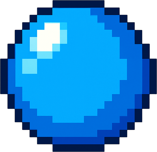 Burbuja azul, una , pixelart.
In-Game asset.  2d.  High contrast.  No shadows