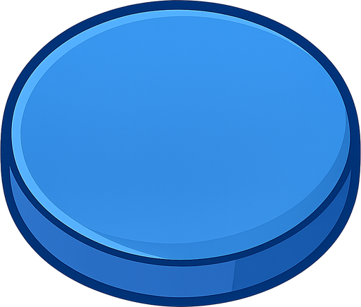 A blue button. No background. Transparent background. Blank background. No shadows. 2d. In-Game asset. flat