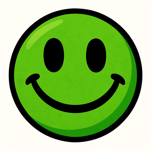 Green smiley ball.
In-Game asset.  2d.  High contrast.  No shadows