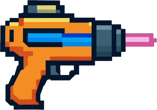 Lasergun pixel.
In-Game asset.  2d.  High contrast.  No shadows