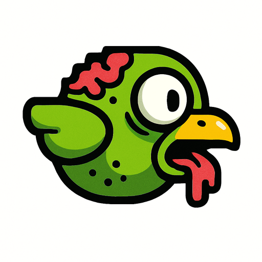 Make a zombi flapy bird.
In-Game asset.  2d.  High contrast.  No shadows