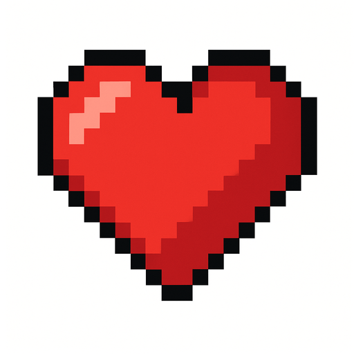Pixel heart.
In-Game asset.  2d.  High contrast.  No shadows