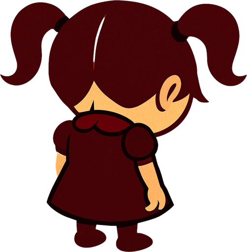 downward looking devil little girl turned back