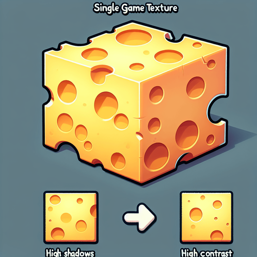 cheese, cartoon Single Game Texture. In-Game asset. 2d. Blank background. High contrast. No shadows.