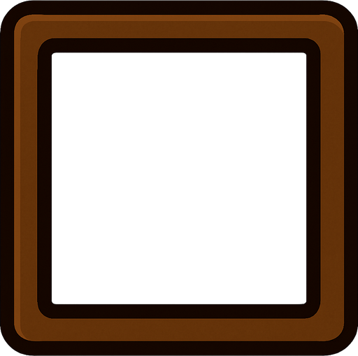 ריבוע חלול עם קו מתאר חום.
In-Game asset.  2d.  High contrast.  No shadows
