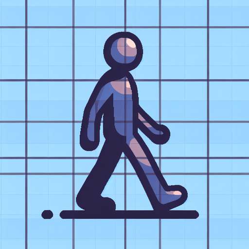 spritesheet of a person walking.
Single Game Texture. In-Game asset. 2d. Blank background. High contrast. No shadows.