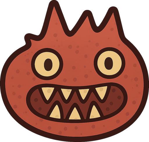 scary toothed germ style enemy. No background. Transparent background. Blank background. No shadows. 2d. In-Game asset. flat