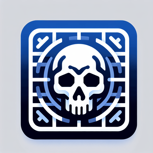 tête de mort bleu.
Single Game Texture. In-Game asset. 2d. Blank background. High contrast. No shadows.