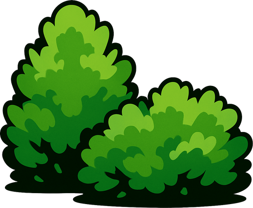 arbustos grandes.
In-Game asset.  2d.  High contrast.  No shadows