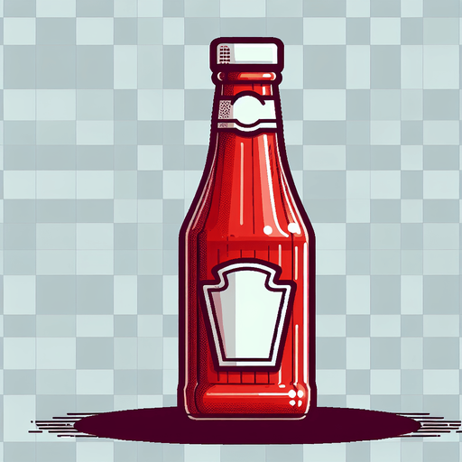 make a ketchup bottle.
Single Game Texture. In-Game asset. 2d. Blank background. High contrast. No shadows.