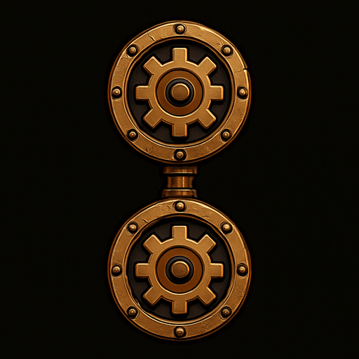 simbolo ":" en estilo steampunk.
In-Game asset.  2d.  High contrast.  No shadows