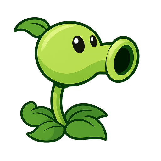 un lanzaguisantes. No background. Transparent background. Blank background. No shadows. 2d. In-Game asset. flat