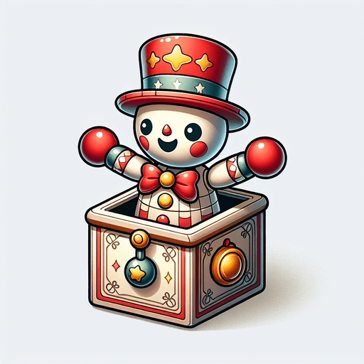 a cute christmas jack in the box. plastic style. Single Game Texture. In-Game asset. 2d. Blank background. High contrast. No shadows.
