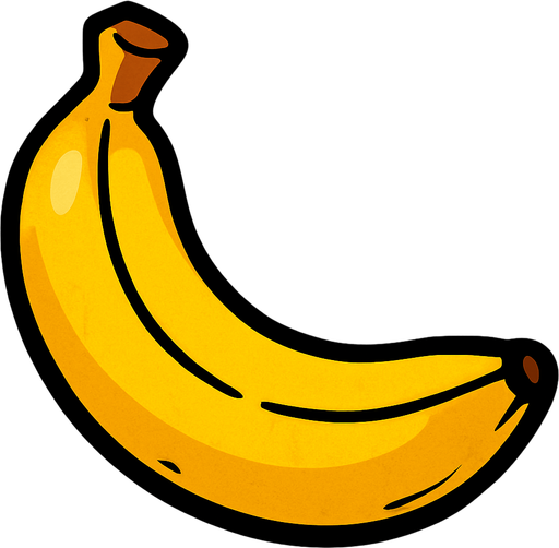 A yellow banana.
In-Game asset.  2d.  High contrast.  No shadows