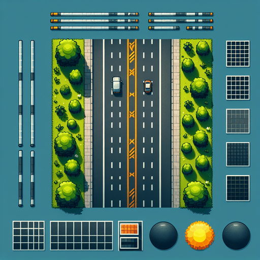 Top down road.
Single Game Texture.  In-Game asset.  High contrast.  No shadows