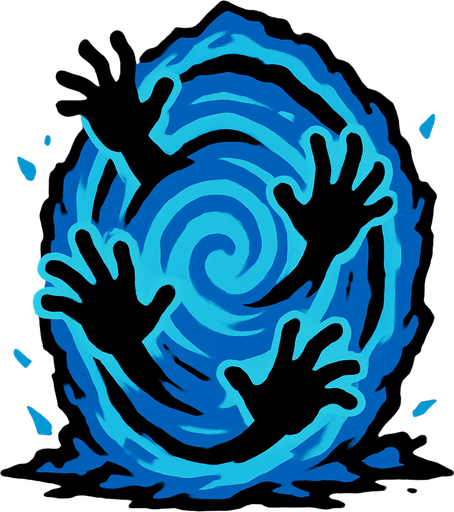 portal con manos saliendo de el.
In-Game asset.  2d.  High contrast.  No shadows