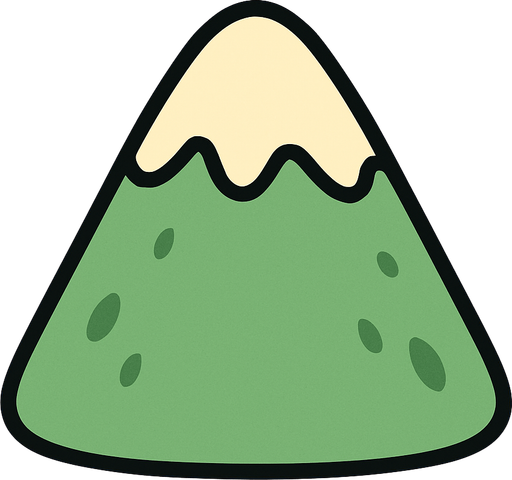 montaña tierna sin cara kawaii.
In-Game asset.  2d.  High contrast.  No shadows