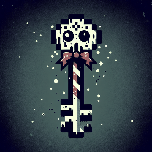 a simple dirty, dark and eerie Christmas clown key.
Single Game Texture. In-Game asset. 2d. Blank background. High contrast. No shadows.