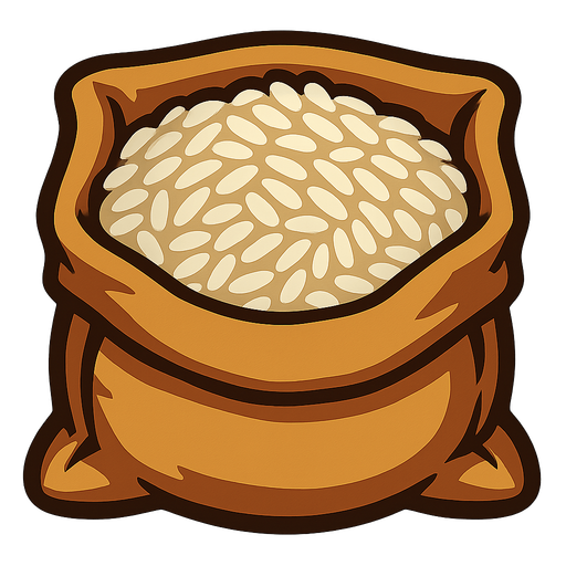 Bag of rice top down.
In-Game asset.  2d.  High contrast.  No shadows