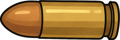 9mm ammo. No background. Transparent background. Blank background. No shadows. 2d. In-Game asset. flat