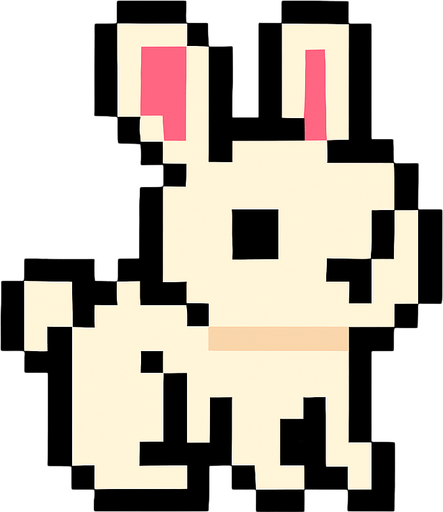 rabbit pixel.
In-Game asset.  2d.  High contrast.  No shadows